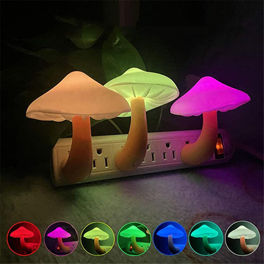 LED Night Light Mushroom Wall Socket Lamp Bedroom Light Home Decoration