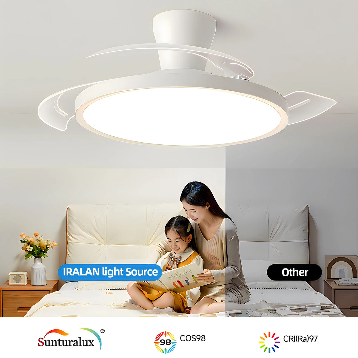 Modern Invisible Ceiling Fan with LED Light DC motor