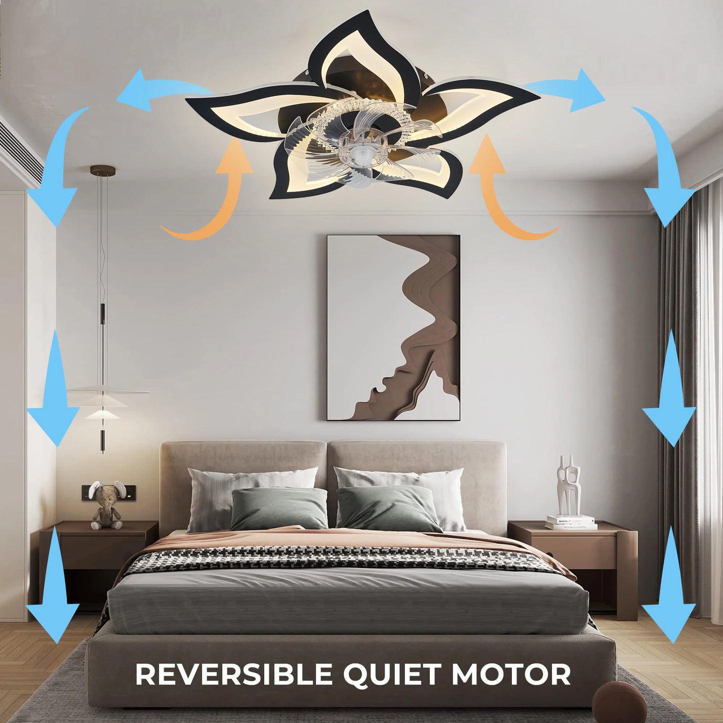 IRALAN Ceiling Fan with Lights Modern Dimmable Flower Shape