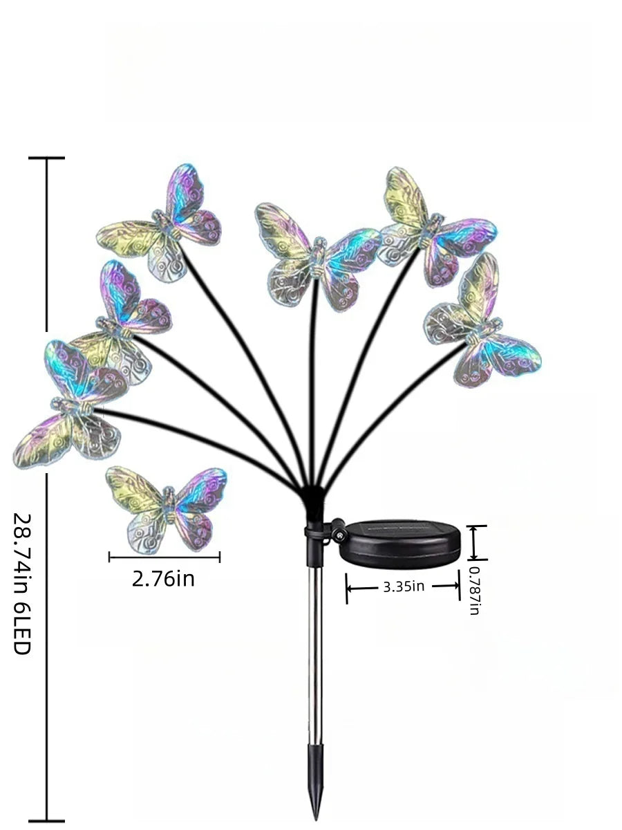 1PC 6-head LED Solar Butterfly Lights Outdoor 2 Modes