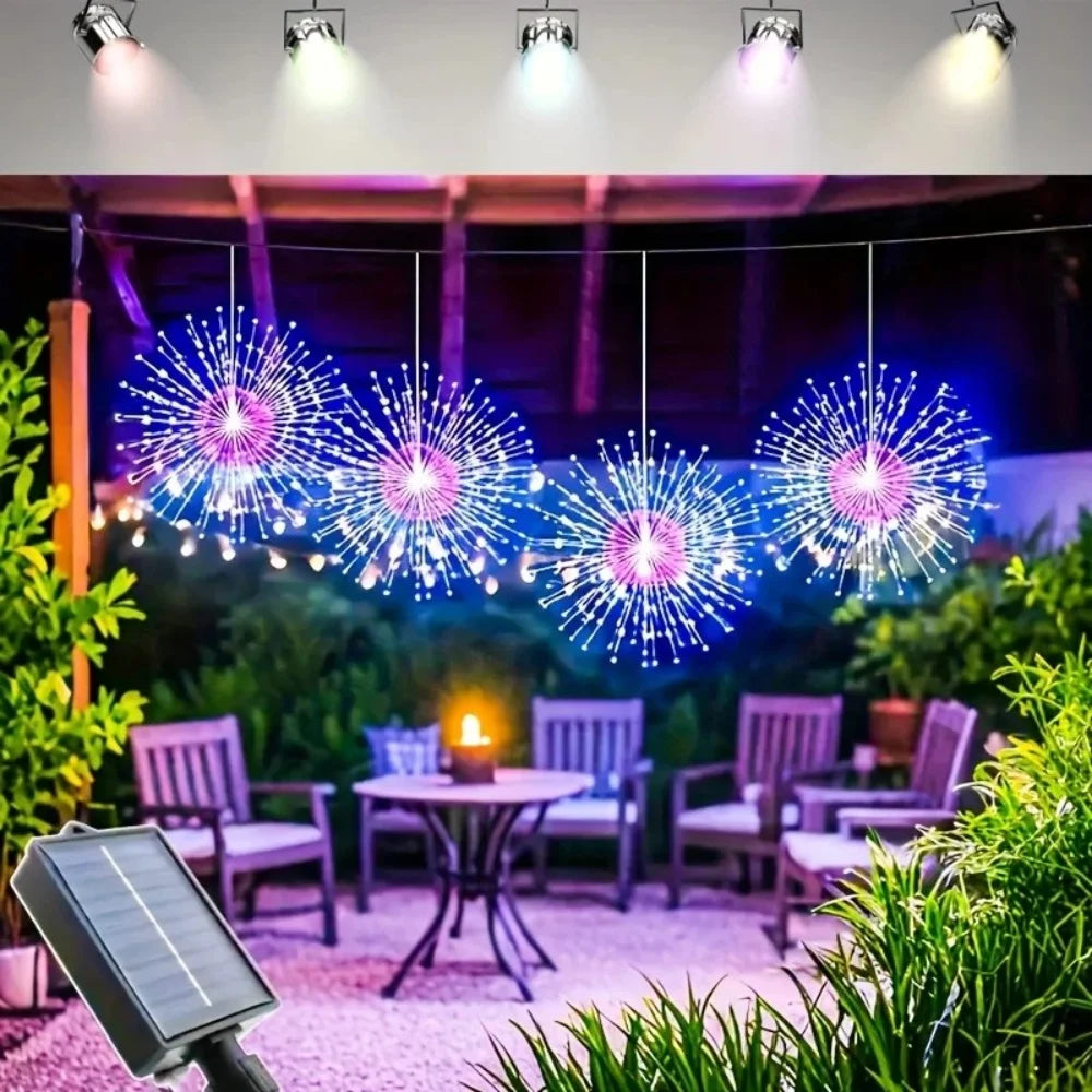 LED Rechargeable Solar Tree Hanging Fireworks Light