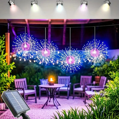 LED Rechargeable Solar Tree Hanging Fireworks Light