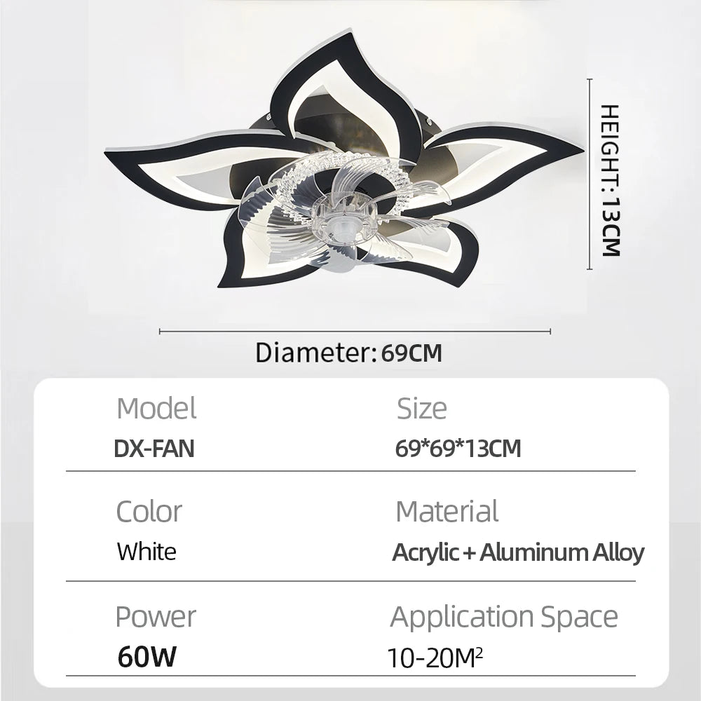 IRALAN Ceiling Fan with Lights Modern Dimmable Flower Shape