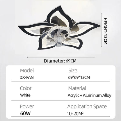 IRALAN Ceiling Fan with Lights Modern Dimmable Flower Shape