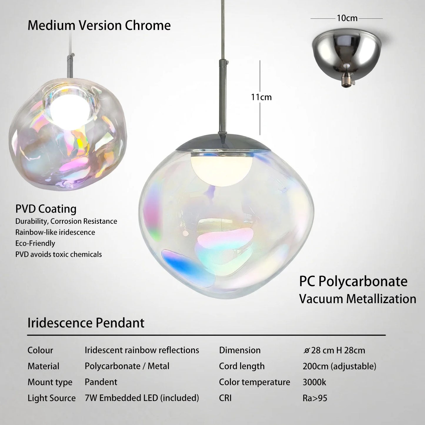 Caren Lighting Iridescence dinning Pendant PVD Rainbow