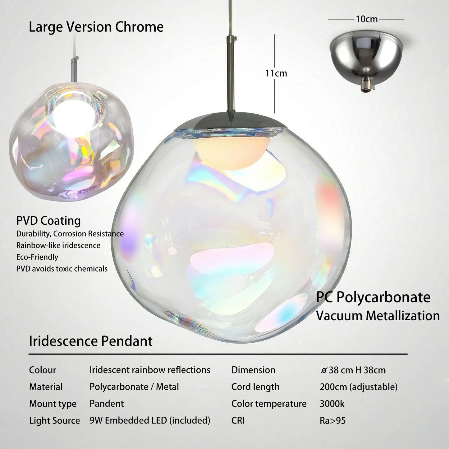 Caren Lighting Iridescence dinning Pendant PVD Rainbow