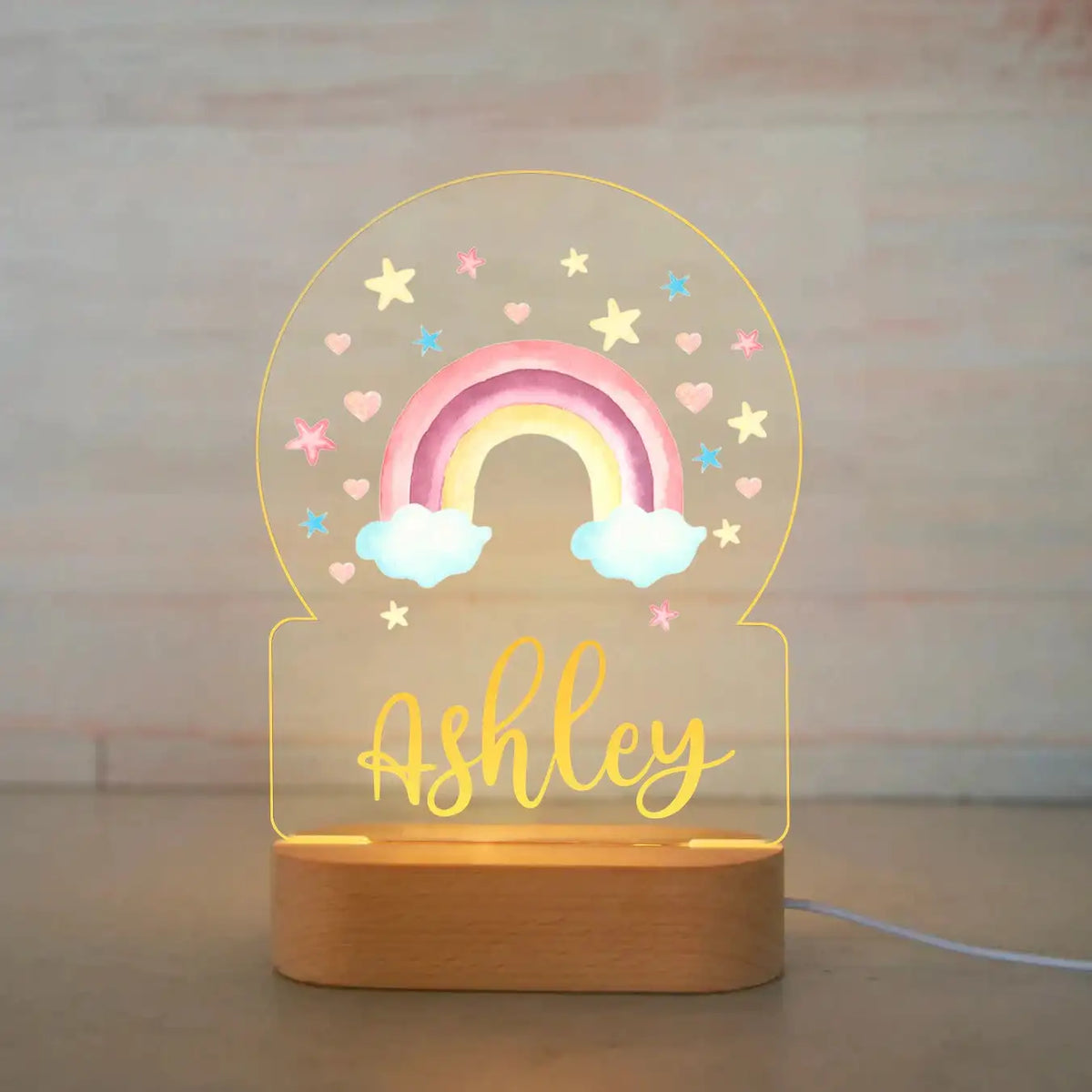 Personalized Children Animal Night Light Custom Name Acrylic Lamp
