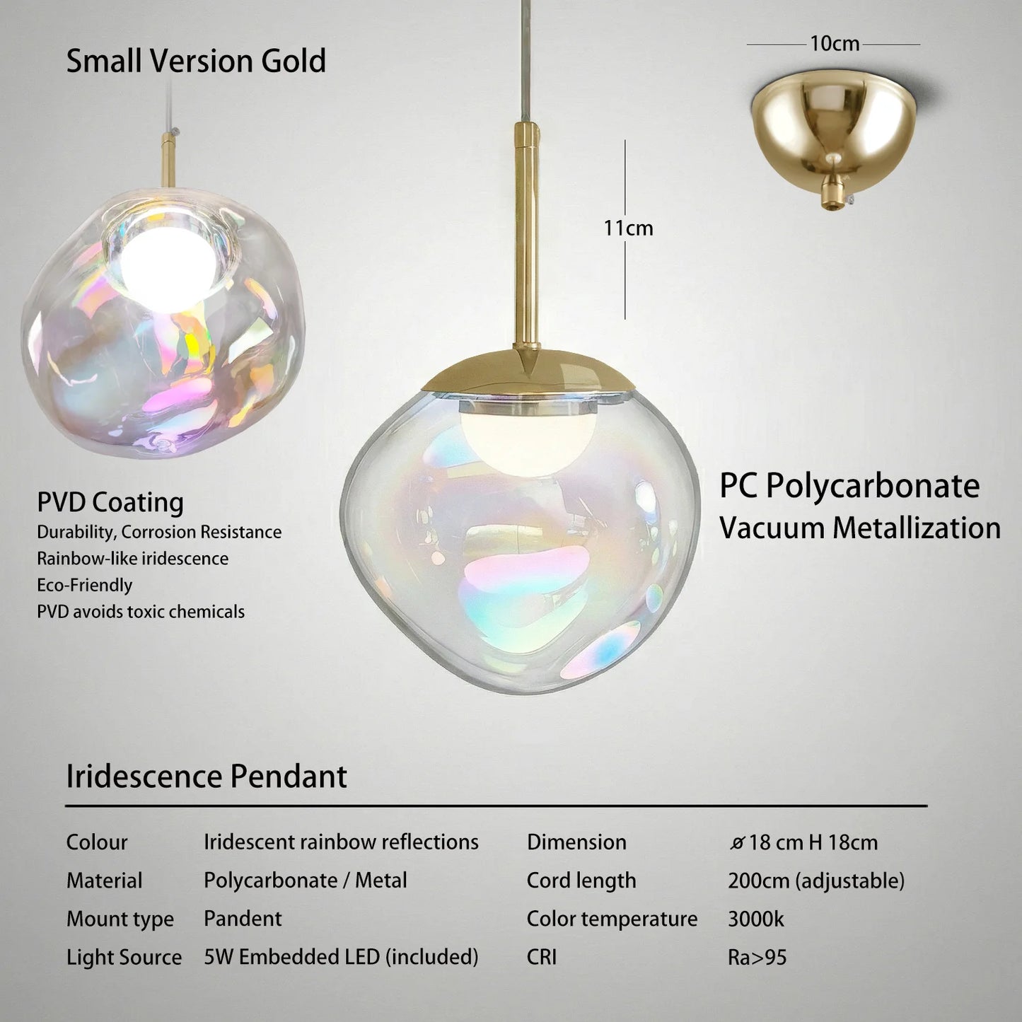 Caren Lighting Iridescence dinning Pendant PVD Rainbow