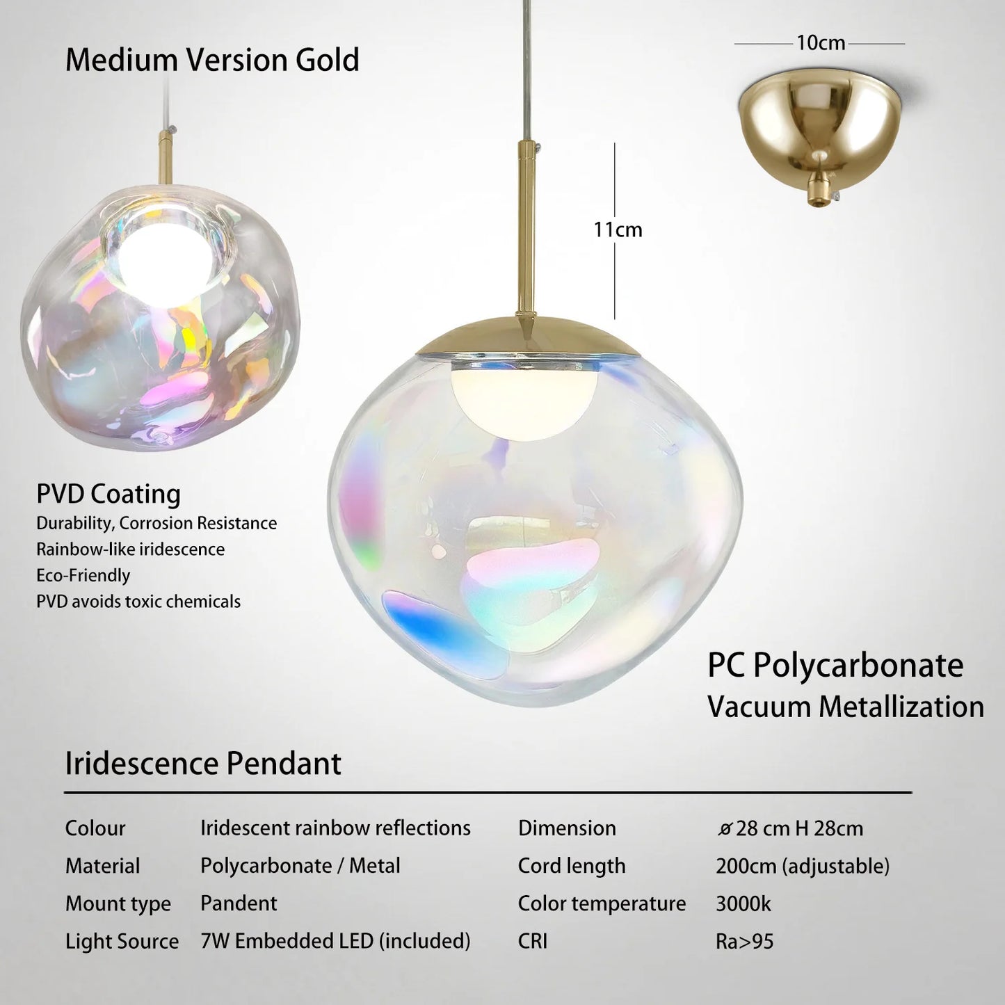 Caren Lighting Iridescence dinning Pendant PVD Rainbow