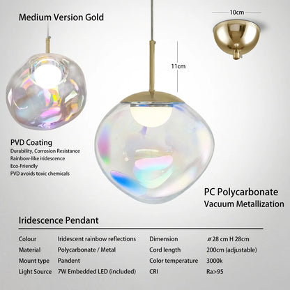 Caren Lighting Iridescence dinning Pendant PVD Rainbow