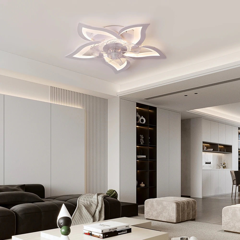 IRALAN Ceiling Fan with Lights Modern Dimmable Flower Shape