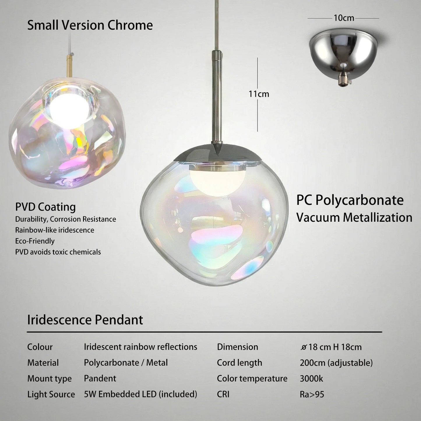 Caren Lighting Iridescence dinning Pendant PVD Rainbow