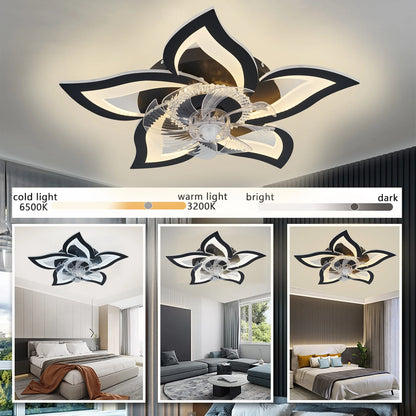 IRALAN Ceiling Fan with Lights Modern Dimmable Flower Shape