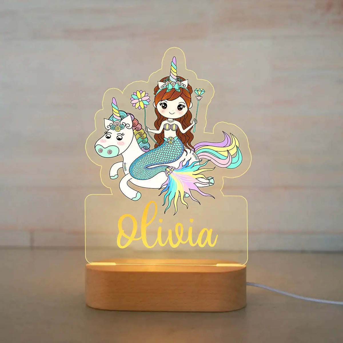 Personalized Children Animal Night Light Custom Name Acrylic Lamp
