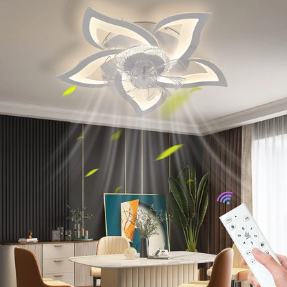 IRALAN Ceiling Fan with Lights Modern Dimmable Flower Shape