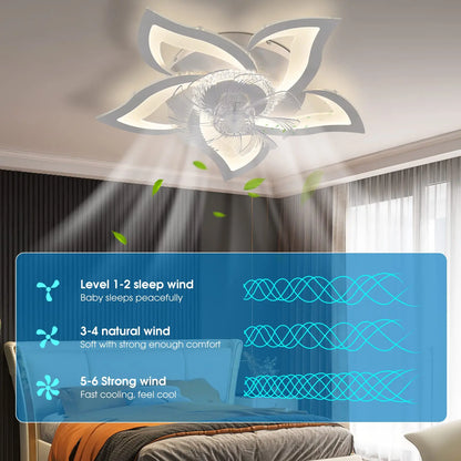IRALAN Ceiling Fan with Lights Modern Dimmable Flower Shape