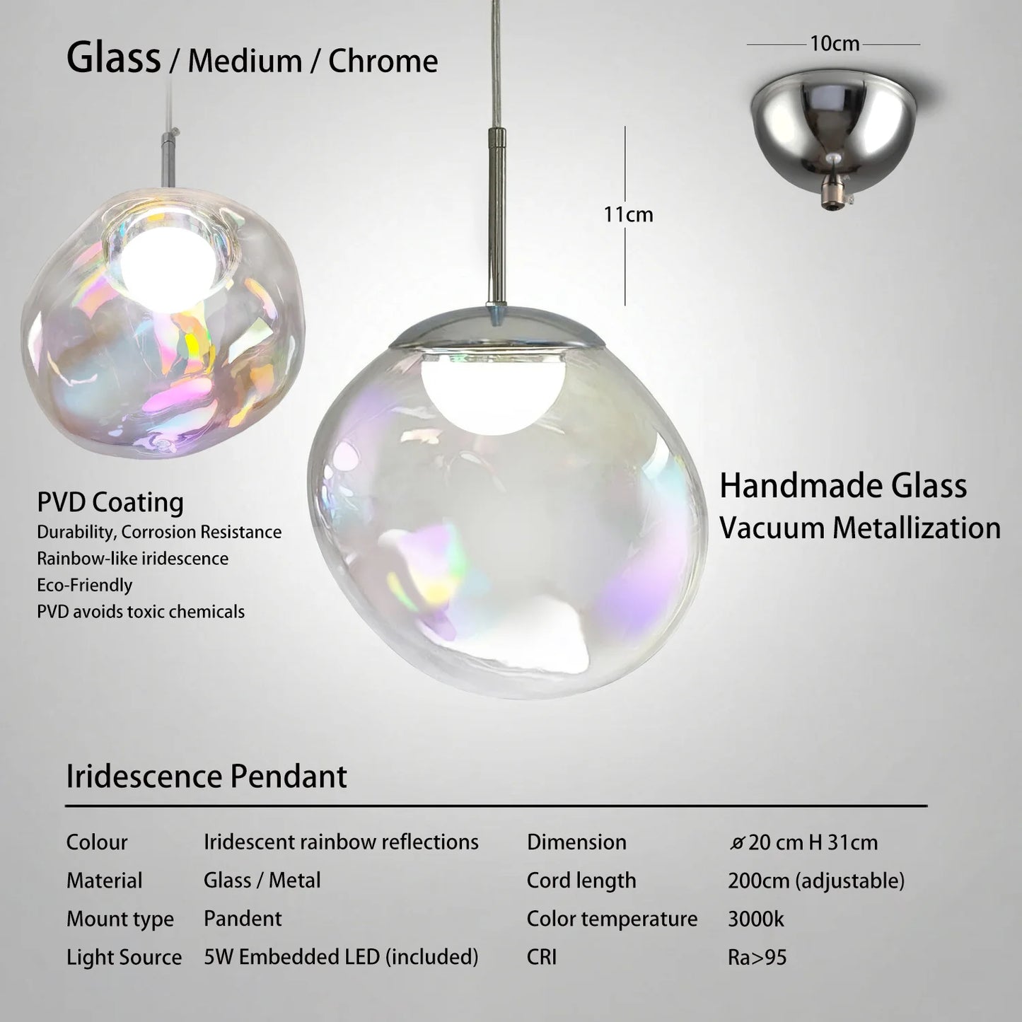 Caren Lighting Iridescence dinning Pendant PVD Rainbow