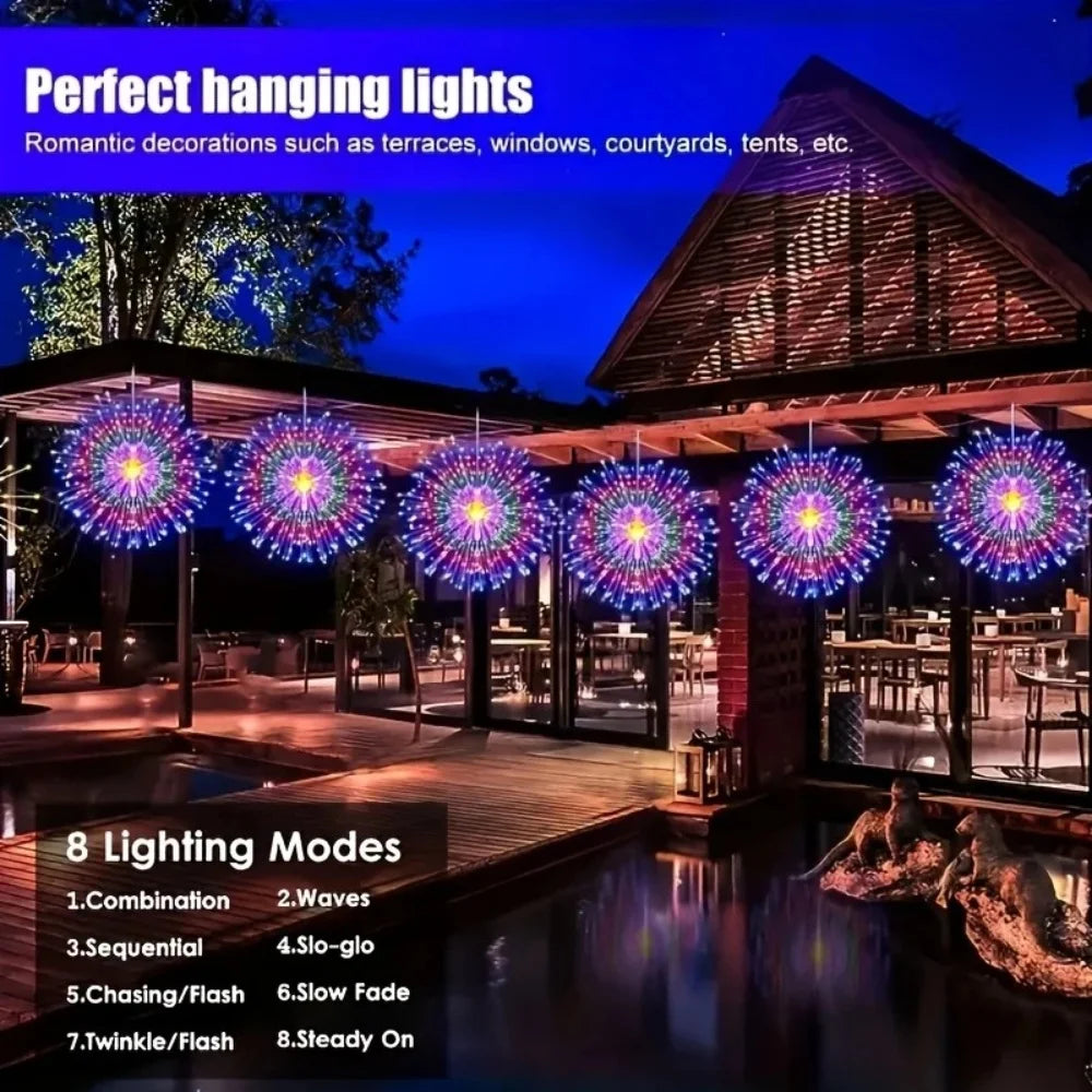 LED Rechargeable Solar Tree Hanging Fireworks Light