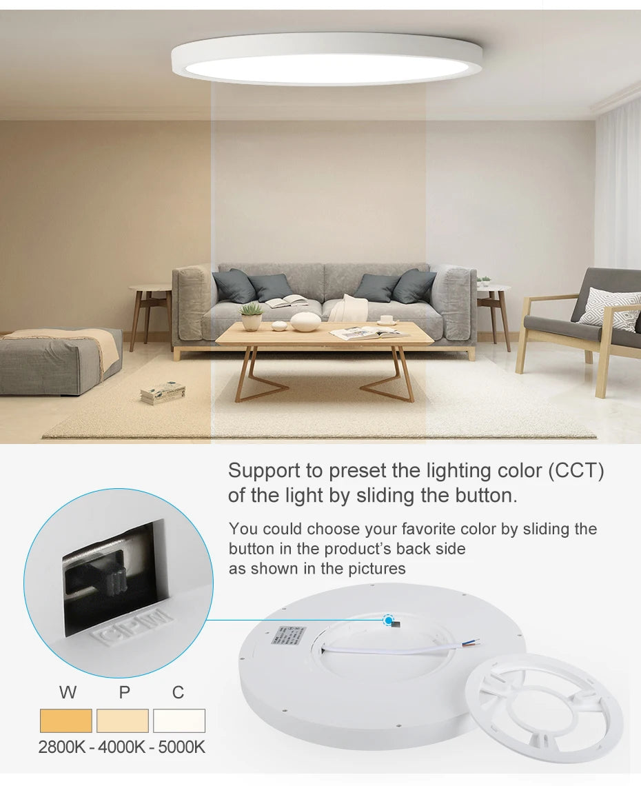 Modern LED Ceiling Light Wood Grain Golden One Light