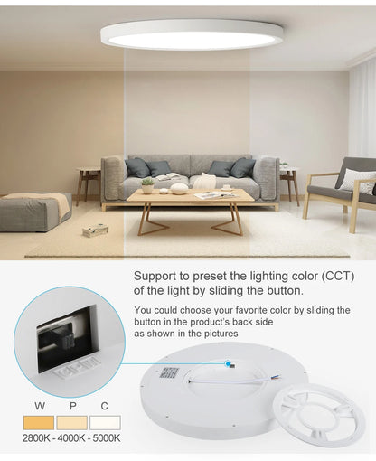 Modern LED Ceiling Light Wood Grain Golden One Light