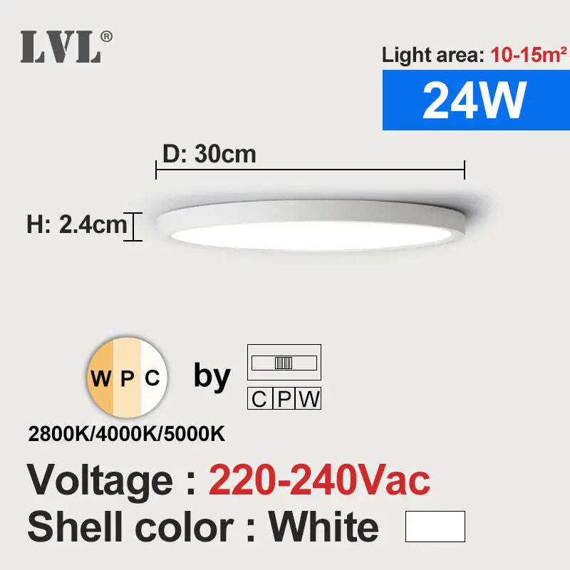 Modern LED Ceiling Light Wood Grain Golden One Light