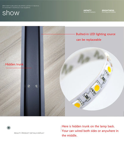Modern Waterproof outdoor Long Strip LED wall lamp