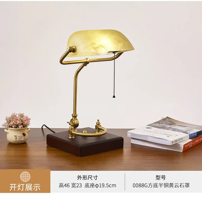 Classical Retro Vintage Metal Wood Bank Table Lamp Led