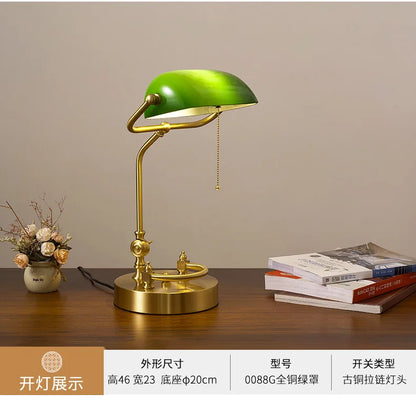 Classical Retro Vintage Metal Wood Bank Table Lamp Led