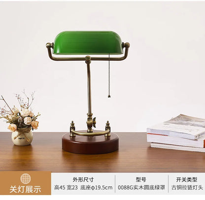 Classical Retro Vintage Metal Wood Bank Table Lamp Led