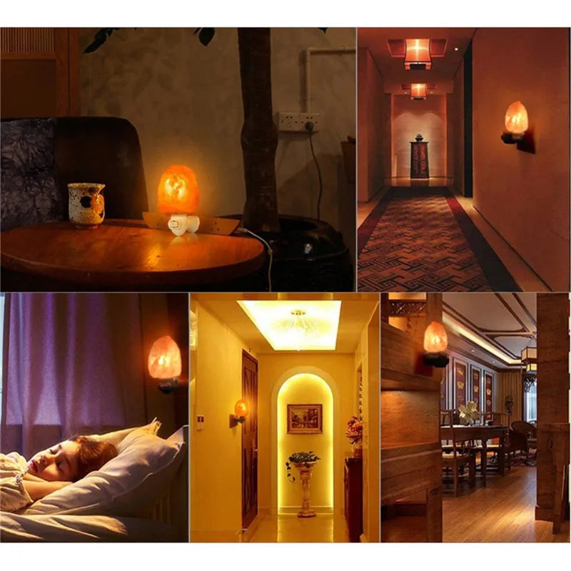 Natural Himalayan Wall Night Light LED Warm Crystal