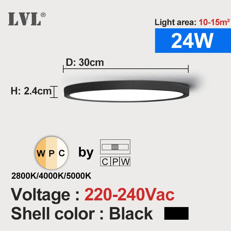 Modern LED Ceiling Light Wood Grain Golden One Light