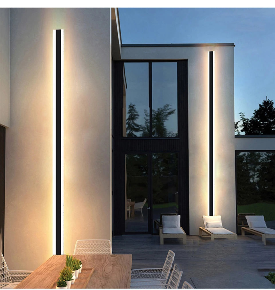 Modern Waterproof outdoor Long Strip LED wall lamp