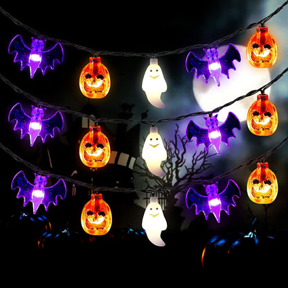 LED Halloween Pumpkin Spider Bat Skull String Light Lamp