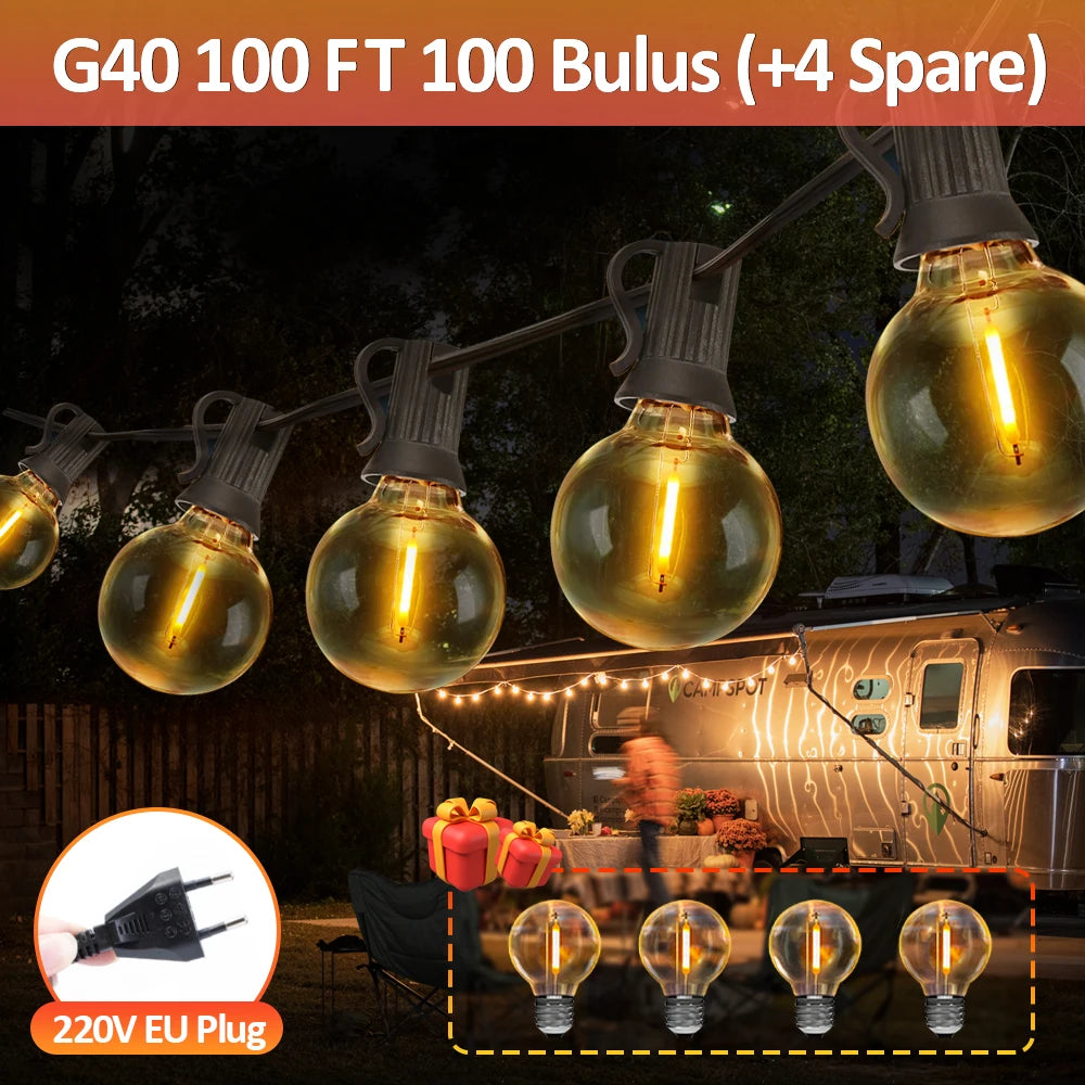 G40 LED Globe String Lights Outdoor EU Plug