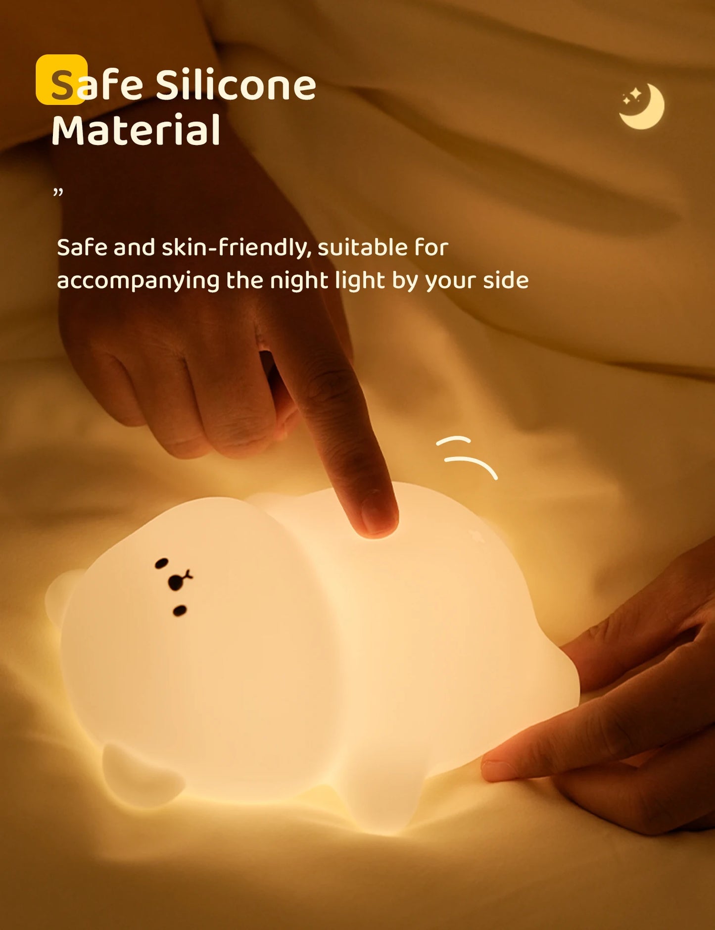 Cute Silicone Night Lamp Lying Flat Bear Desktop Decorative