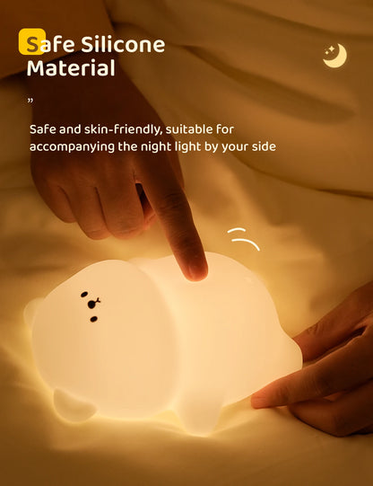 Cute Silicone Night Lamp Lying Flat Bear Desktop Decorative