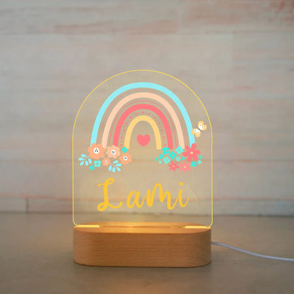 Personalized Children Animal Night Light Custom Name Acrylic Lamp