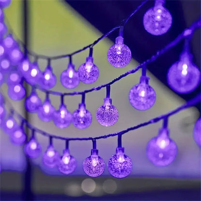 Solar Bubble Ball String Light Outdoor Lighting Waterproof 8 Functions