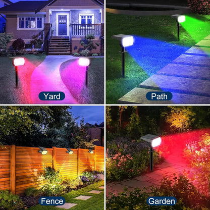 Solar Spot Lights Outdoor 74 LED 3 Colors 2-in-1 Solar Landscape