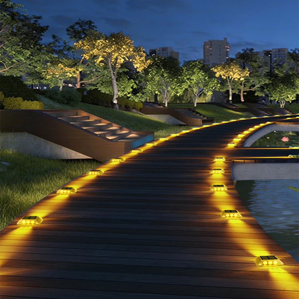 Solar Deck Lights Outdoor Warm White Driveway Lights