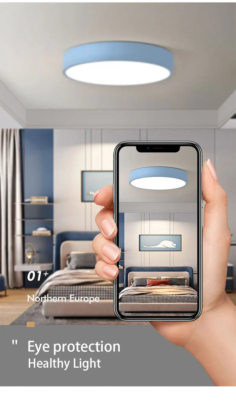 LED Nordic Ceiling Light Circular Grain Macaron Lamp