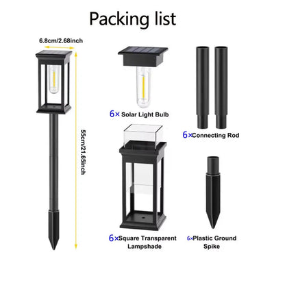 6Pack Retro Solar Pathway Lights Outdoor Waterproof Lighting