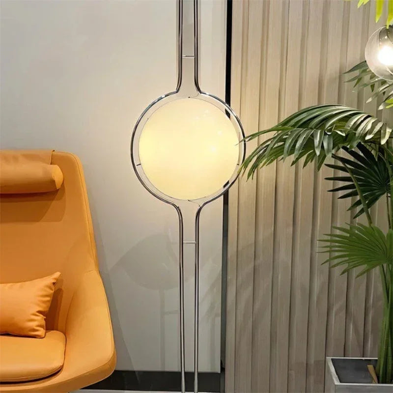 Nordic Floor Lamp Chrome Metal White Acrylic Ball Lamp
