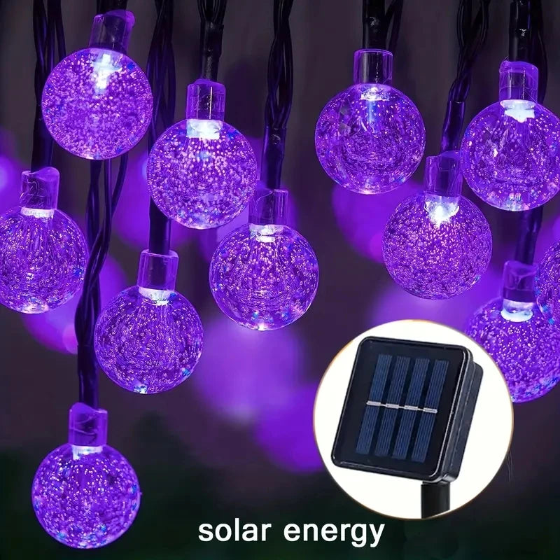 Solar Bubble Ball String Light Outdoor Lighting Waterproof 8 Functions