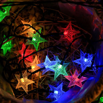 Solar Star String Lights Outdoor Waterproof LED Solar Powered Fairy Lights