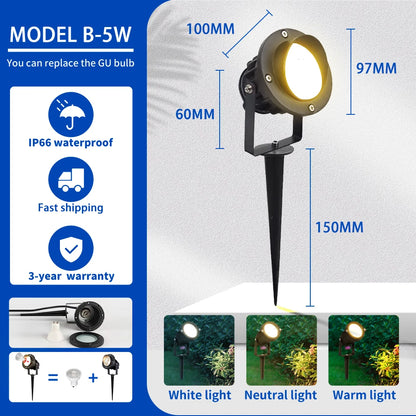 Outdoor Lawn Light IP65 Waterproof GU10 Replaceable Bulb Spot Light