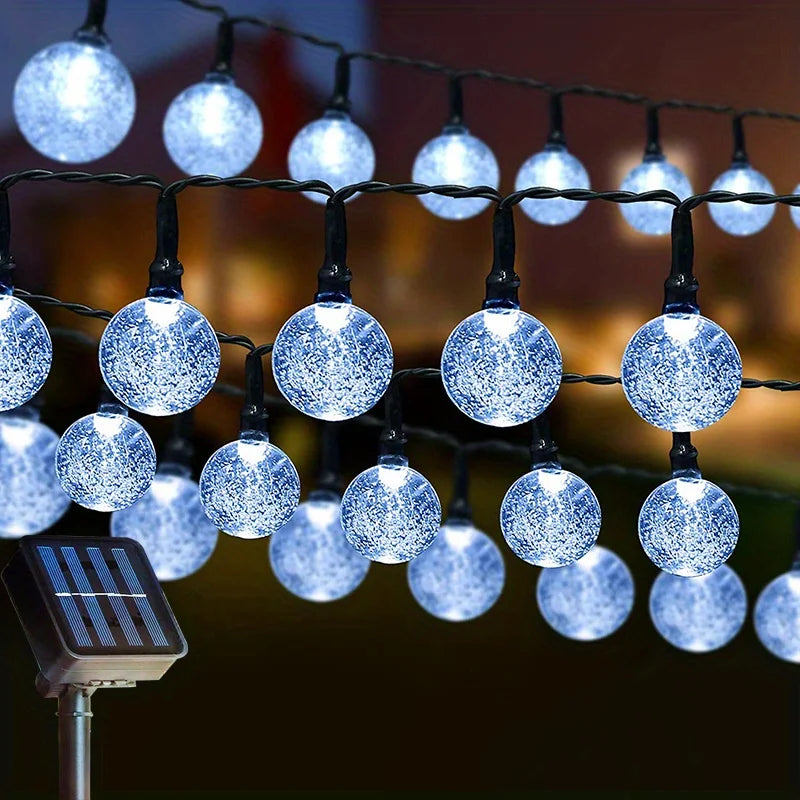 1 Pack 39FT IP65 Crystal Globe Solar String Lights 100 LED 8 Lighting