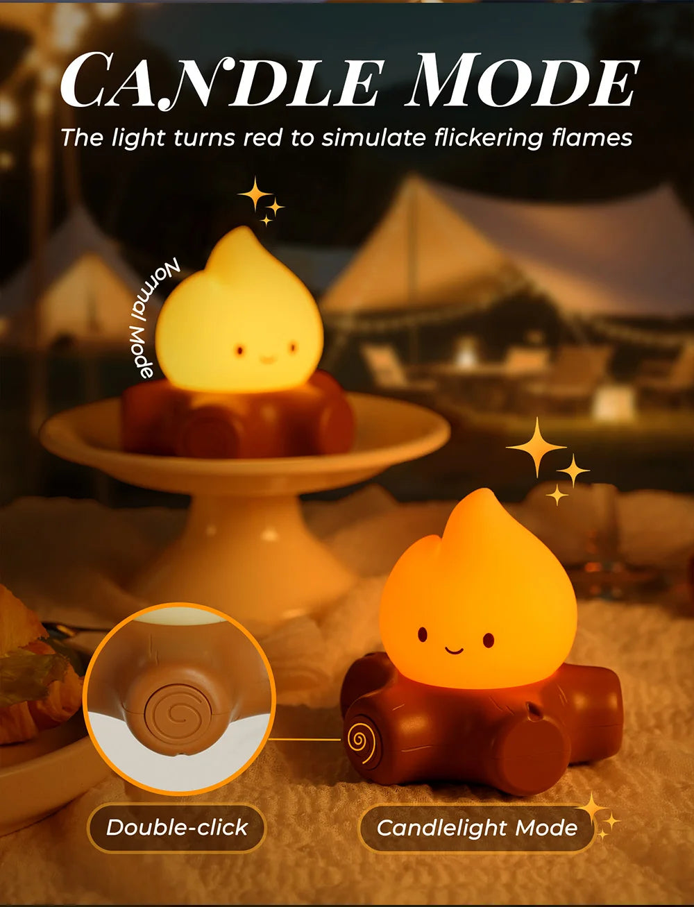 Campfire Night Lights With White Noise Creative Room Decoration