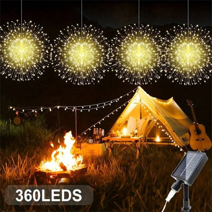 LED Rechargeable Solar Tree Hanging Fireworks Light