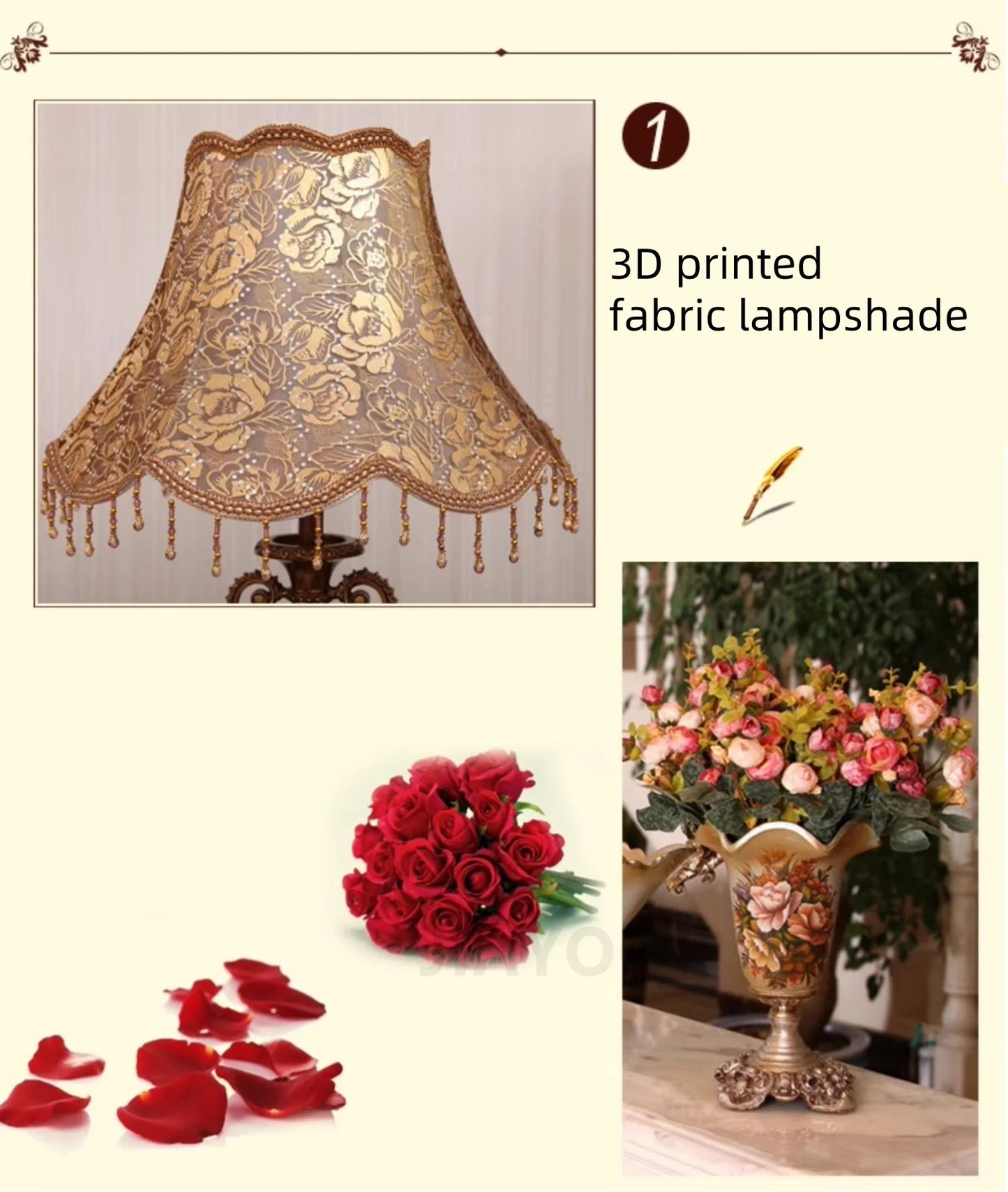 European Luxury Floor Lamp Retro Home Living Room Lamp